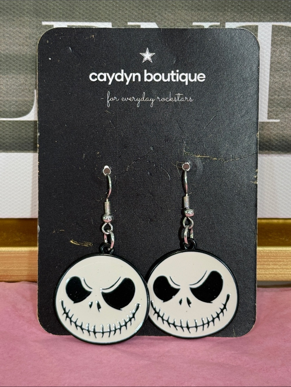 Caydyn Boutique White Skull Face Dangle Earrings